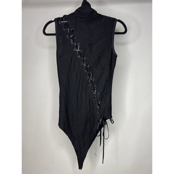 Punk Rave Personality Asymmetric High Collar Sleeveless Punk T-shirt XS/S NWT - Picture 7 of 10